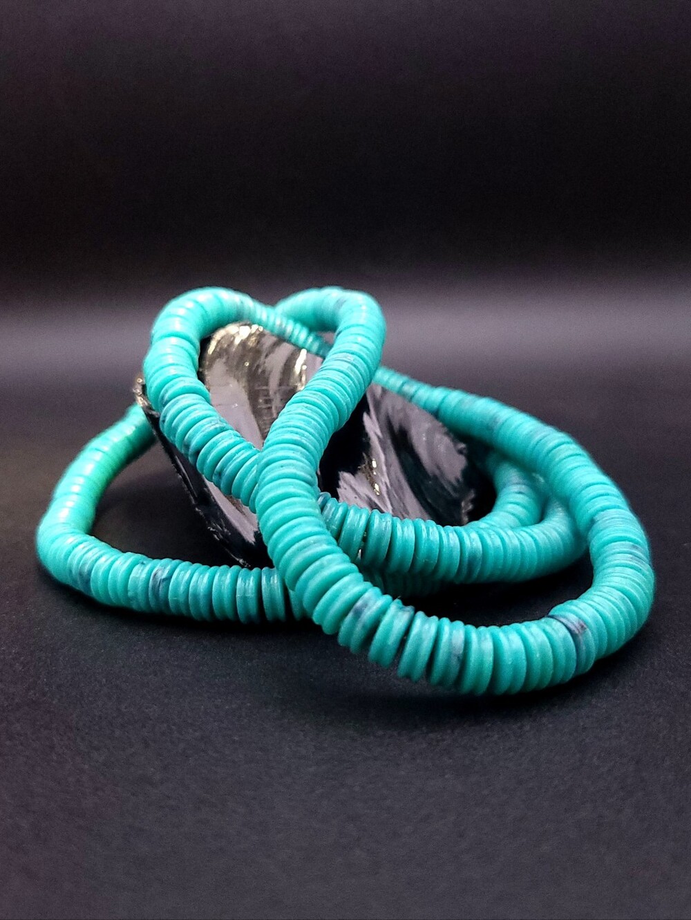 Vintage Turquoise Blue Heishi Style Bead Necklace 28” Southwestern Boho